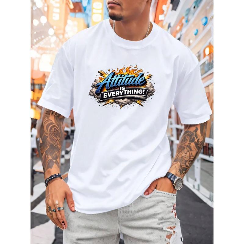 

European sizes Men s Casual Short Sleeve T-Shirt - Motivational Pop Art Graphic Design | Breathable Summer Tee, Machine Washable, Regular Fit 4XL білий