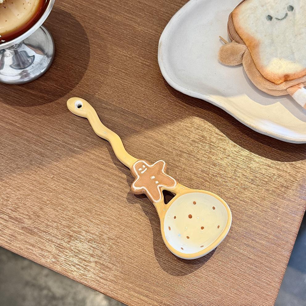 Underglaze Color Cute Ceramic Spoon Personal Special High-value Spoon Creative Long-handled Spoon Spoon Meal Spoon Household