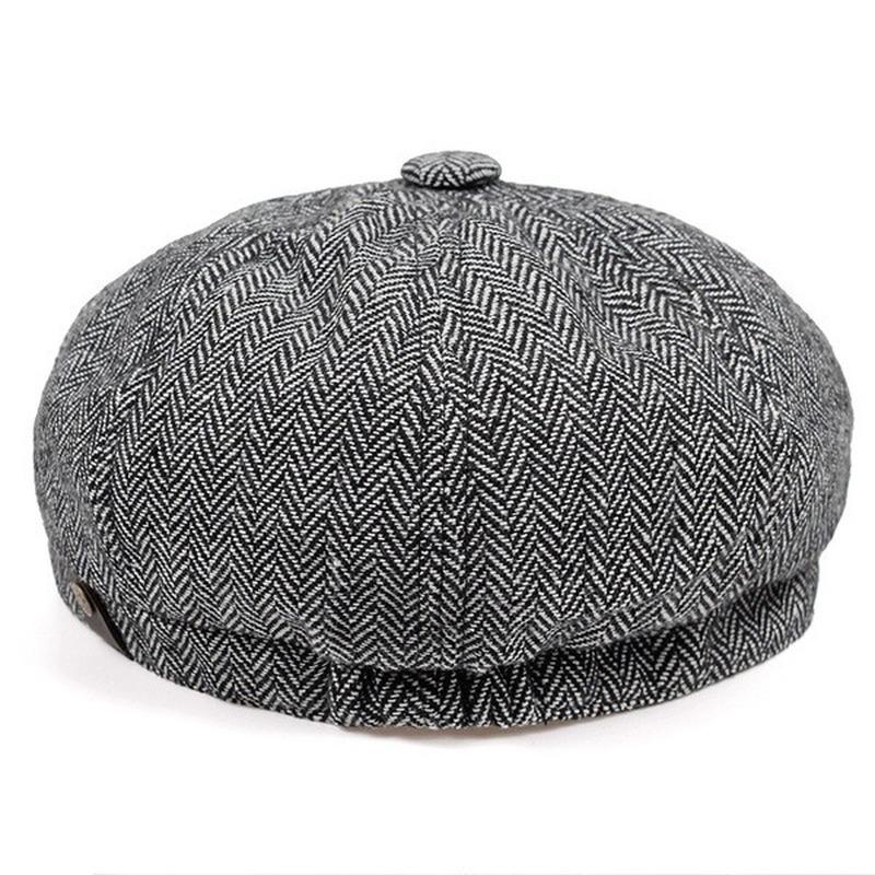 Men's Flat Top Ivy Gatsby Driving Cap Autumn Winter Fashion Newsboy Octagonal Hats