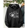 Casual "Life Is Better With Dogs" Pattern Drawstring Hooded Long Sleeve Kangaroo Pocket Sweatshirt For Fall & Winter