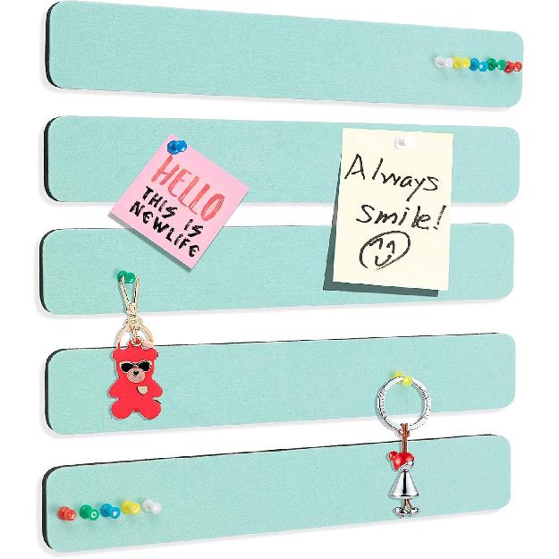 Felt Pin Board Bar Strips Bulletin Board for Bedrooms Offices Home Wall Decoration, Notice Board Self Adhesive Cork Board with 35 Push P for Paste