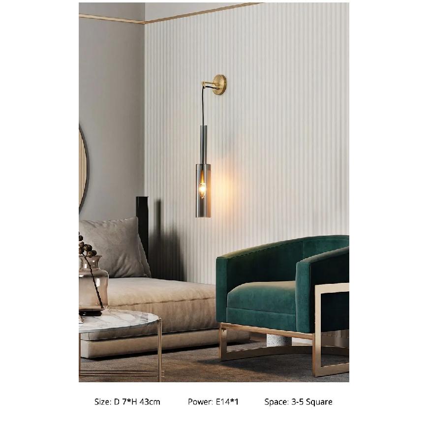 Nordic creative living room Crystal wall lamp fashion modern minimalist model bedside copper wall lamp bedroom Corridor