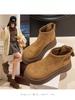 Thick-soled Heightening Birkenstocks Women's Martin Boots 2026 New Autumn and Winter Velvet Warm Snow Boots Short Boots Two Cotton Shoes