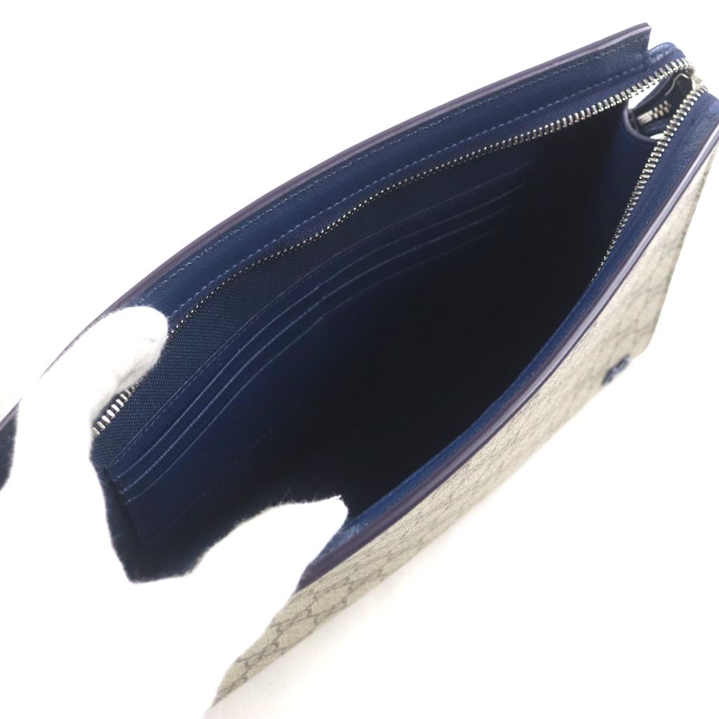 Gucci Clutch Tasche Beige blau GG Supreme Canvas Herren 768255 Gebraucht