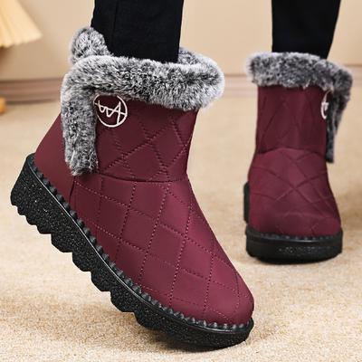 Damen Baumwollschuhe neue kältefeste und warme hohe Stiefel gefütterte verdickte lange Stiefel High-Top Baumwollstiefel mit weicher Sohle Outdoor Schneestiefel