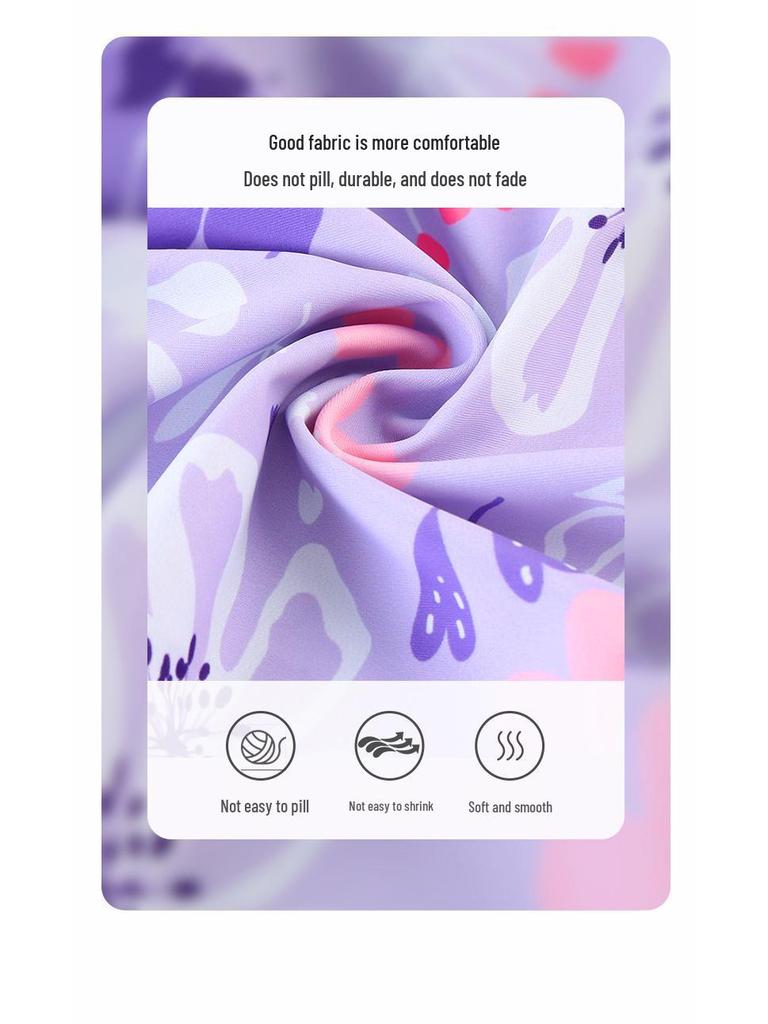 Girls' Cute Floral Cartoon One-Piece Swimsuit - Conservative Swimwear In Small, Medium, Large for Summer.