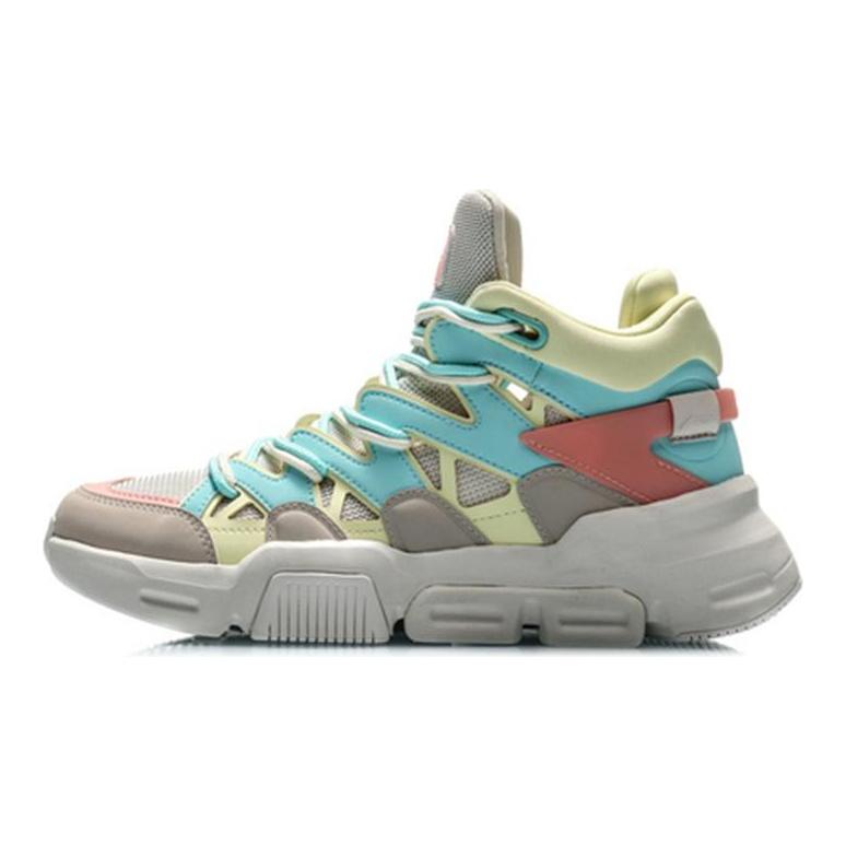 Li Ning Slip Resistant And Breathable High top Vintage Basketball Shoes Women's Electric Blue AGBQ062-3