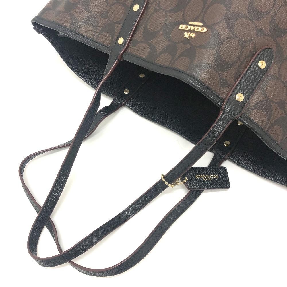 COACH Signature Bag Hand Bag Shoulder Tote Bag PVC Brown