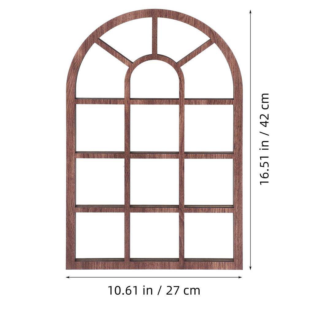 Duża rustykalna drewniana rama okienna Naklejka ścienna Samoprzylepna Zdejmowana Łukowa naklejka okienna do salonu sypialni przedpokoju