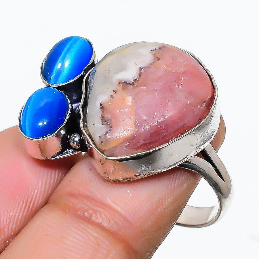 Rhodochrosite, Monalisa Gemstone 925 Sterling Silver Jewelry Ring Size 8 SU-7636