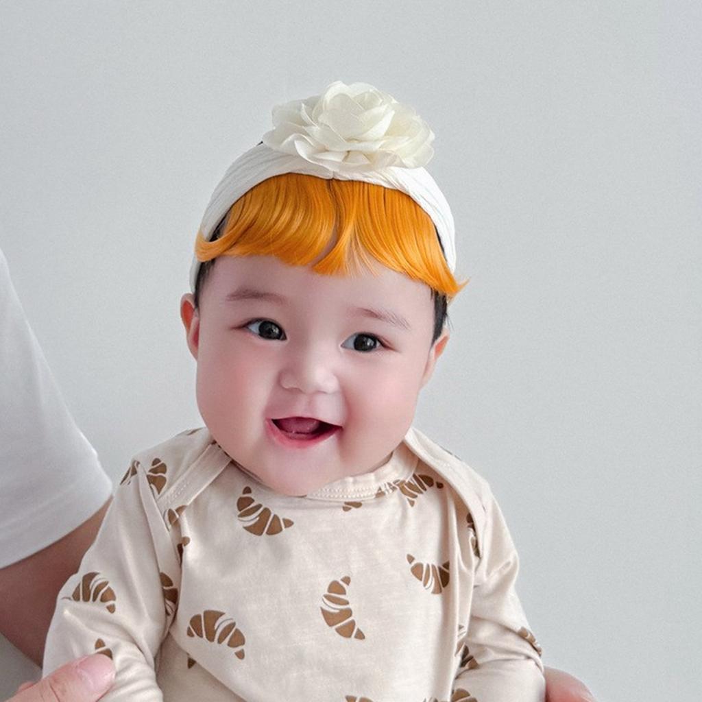Infant Floral Faux Hair Band Comfortable Headwear Kids Fashionable Flower Wig Headband Cloth for Parties & Birthdays