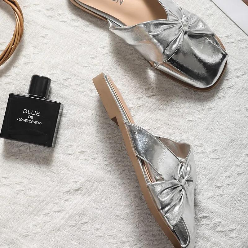 Fashion 2024 Hot Sale Women's Shoes Closed Toe Women's Slippers Fashion Plus Size Dress Slippers Women High Quality Solid Flat Slippers