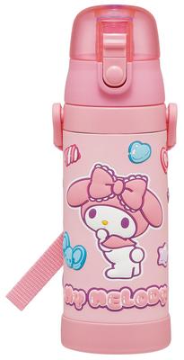 Skater Stainless Steel Water Direct Sanrio My Mash 3D Sports Children's Bottle, 480ml, Drinking, Melody, Gummy, Print, Lightweight, Child-Friendly,