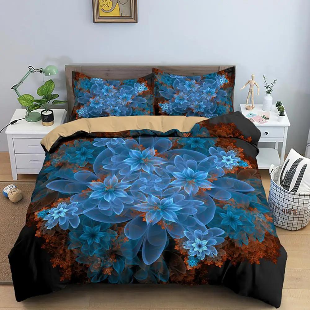 Mandala Flower Duvet Cover Set Bohemian Comforter Cover Exotic Floral Double Queen King Size Comforter Cover For Teens Adults