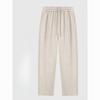 Linen Cotton Breathable Loose-fit Casual Beach Simple Solid Color Drawstring Loose Straight-leg  Trousers