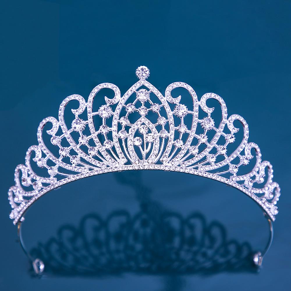 

DIEZI Роскошная корейская тиара-корона с AB-кристаллами для женщин и девочек, для вечеринки, свадьбы, принцессы, со стразами, свадебная корона, аксессуары для волос с цирконием медный/белый
