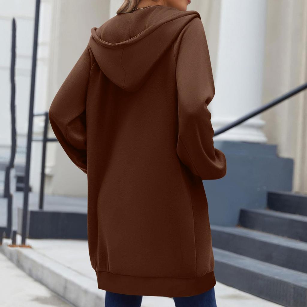 Women's Fashionable Loose-fitting Long-sleeved Casual Jacket With Zipper Hoodie