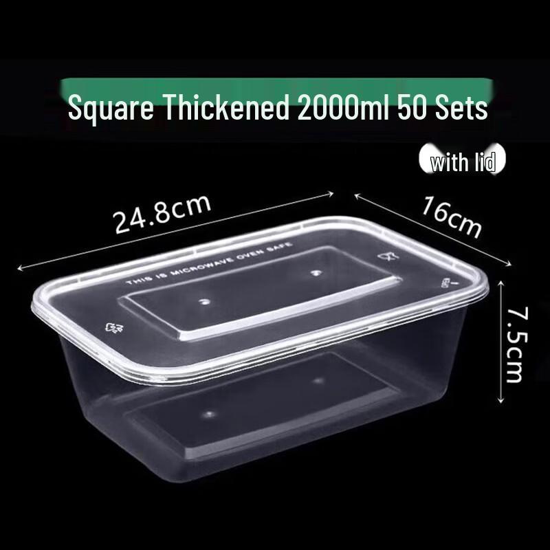 

CIBO Disposable Transparent Rectangular Food Containers with Lids (50 Sets)