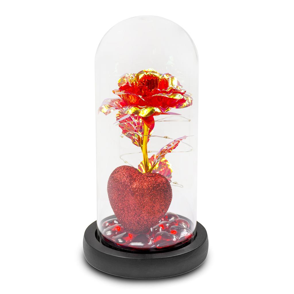 Gift eternal rose in glass shining for her girlfriend wife romantic