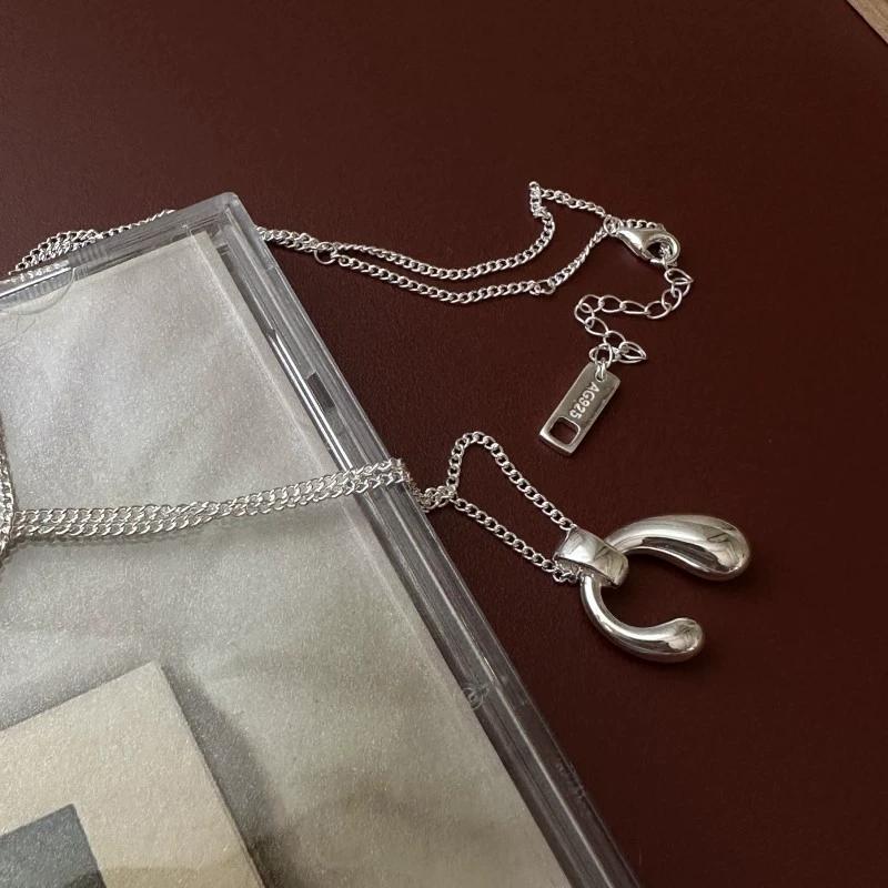 S925 Sterling Silver Korean Style Long Sweater Chain Water Drop Necklace Vintage Ins Style Personalized Long Necklace
