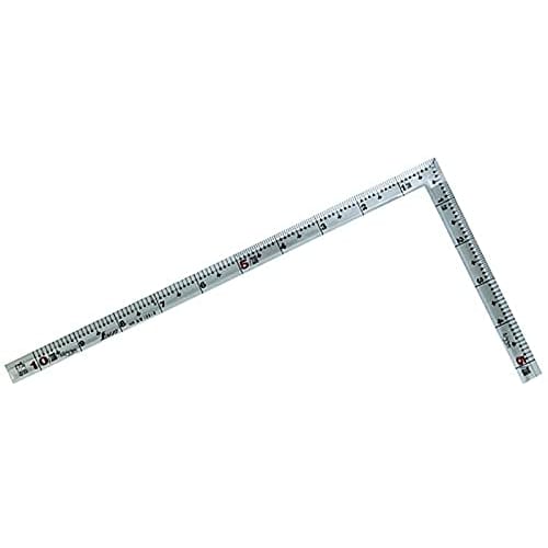Shinwa Sokutei Carpenter's Ruler, 1 Shaku (1 Shaku), Silver, with Square Graduations On the Back and Red Numbers, 10618