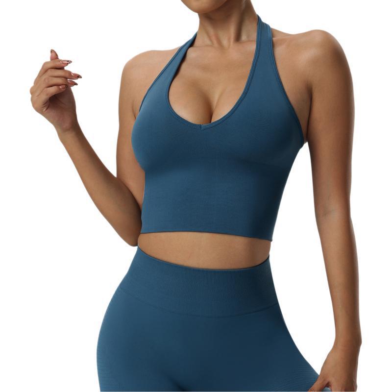 Women's High-Impact Seamless Halter Neck Sports Bra
