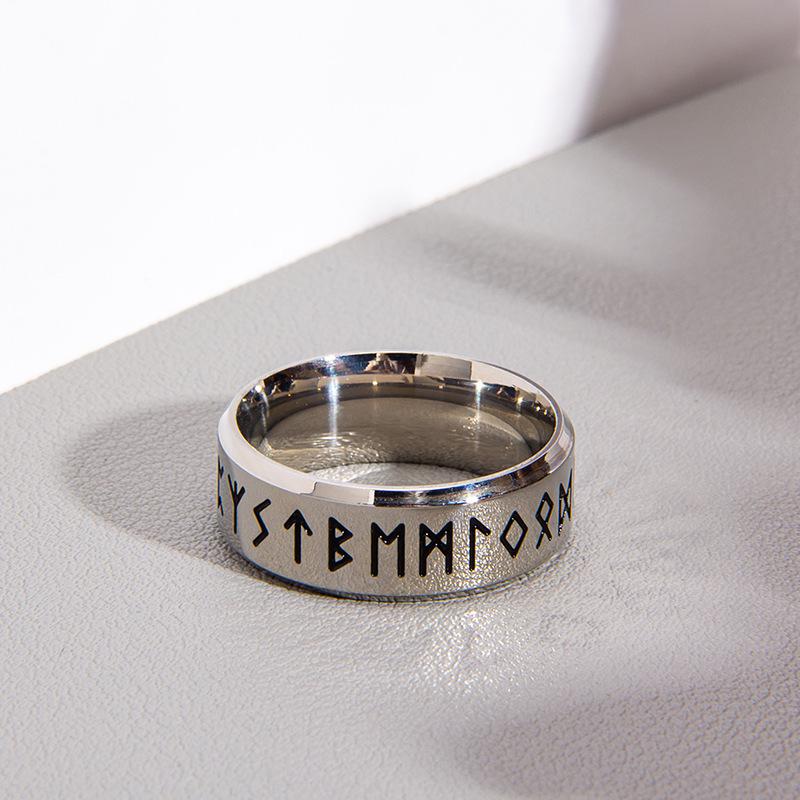 Viking Stijl Mannen Roestvrij Staal Ring Rune Rune Symbool Ontwerp Band