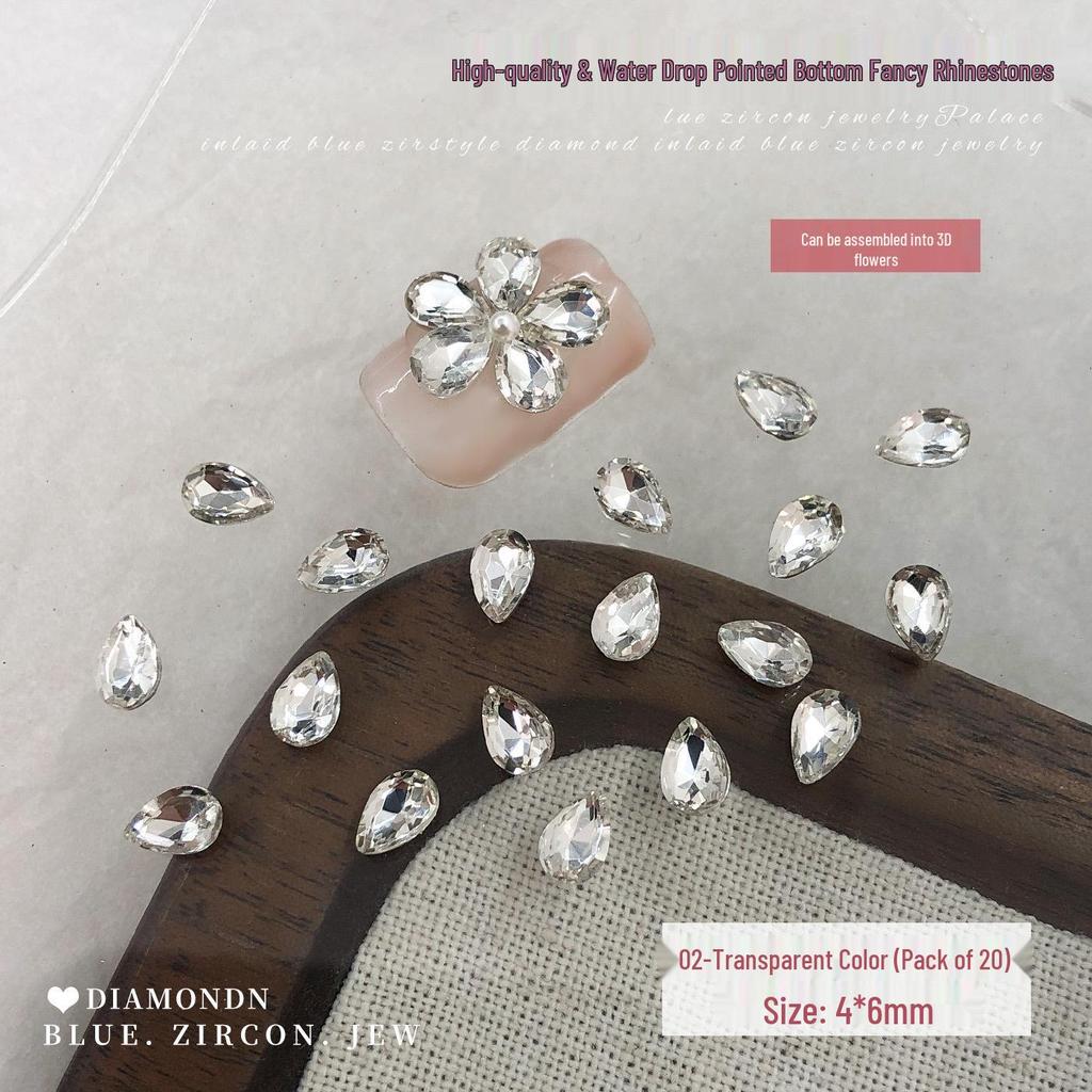 Peony Rhinestone Nail Art: Sparkling Crystal Five-Petal Flower Press-On Decorations
