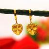 Luxury Genuine Gold Color Love Heart Shape Long Drop Earring for Women Bride Wedding Daily Wear Earring Jewelry Gifts