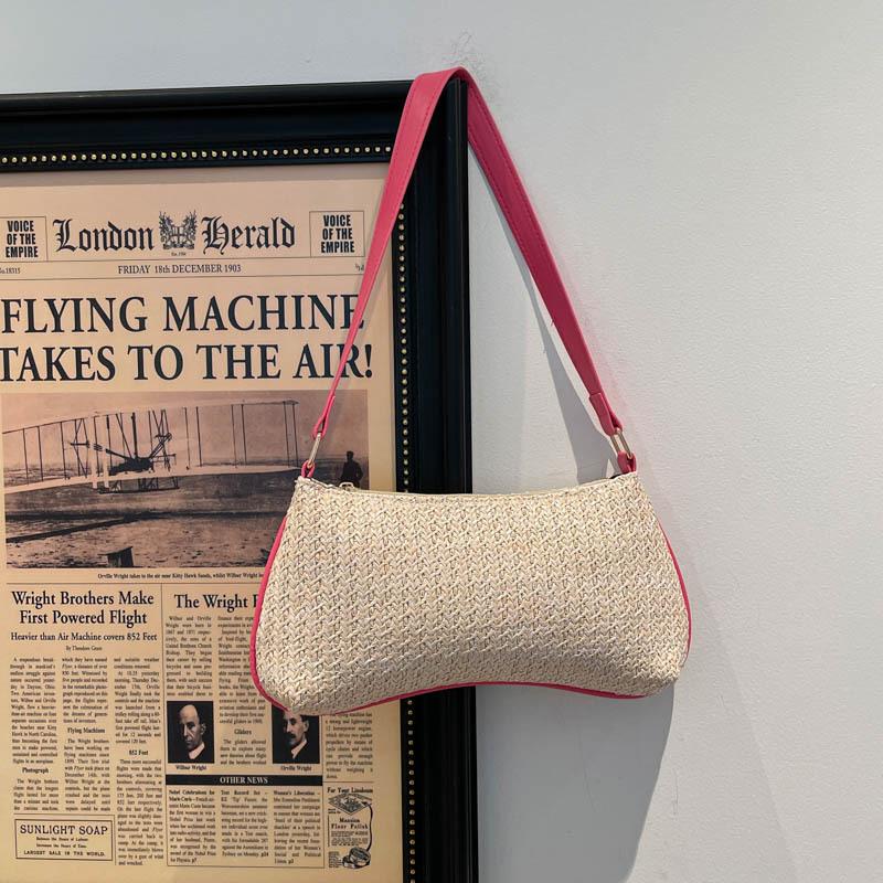 Single-shoulder Underarm Trendy Woven Cherry Style Beach Tote Bag for Women