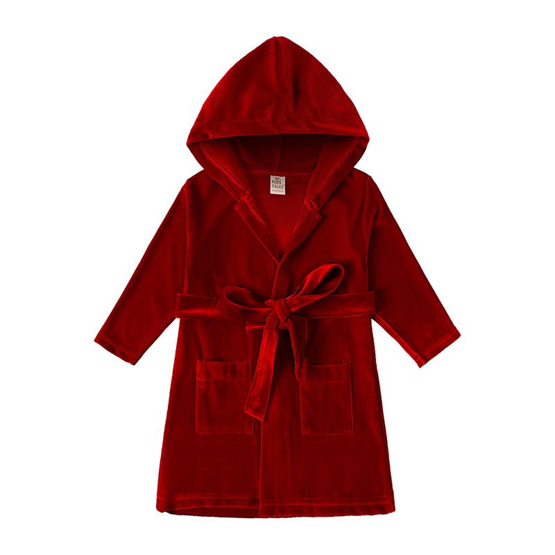 Children's Gold Velvet Pajamas - Autumn/Winter Homewear for Boys and Girls