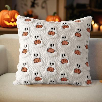 Halloween Pumpkin Ghost Pillow Cover Soft Plush Pillowcase Farmhouse Throw Cushion Case Halloween