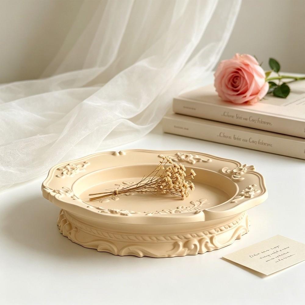 Vintage Floral Relief Jewelry Storage Tray Rose Embossed Storage Bowl  Home Decoration