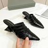 Fashion Fashionable Retro Versatile Thick Kitten Heel Fashion Baotou Half Slippers Women Wear Pointed Toe Cool Mopping in Autumn
