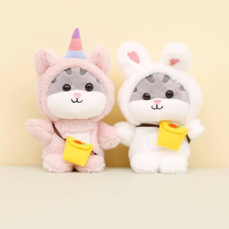 Cute Cat Plush Toy Keychain Fluffy Bunny Transformable Small Kitty Bag Accessory
