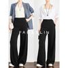 FAESSLIN Minimalist Black Loose Wide-Leg Pants for Women