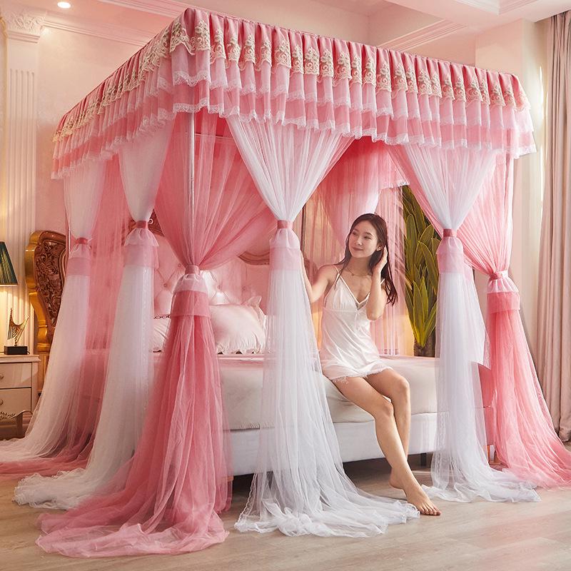 2024 Floor-Standing Double-Layer Palace Style Blackout Princess Mosquito Net with Three Doors