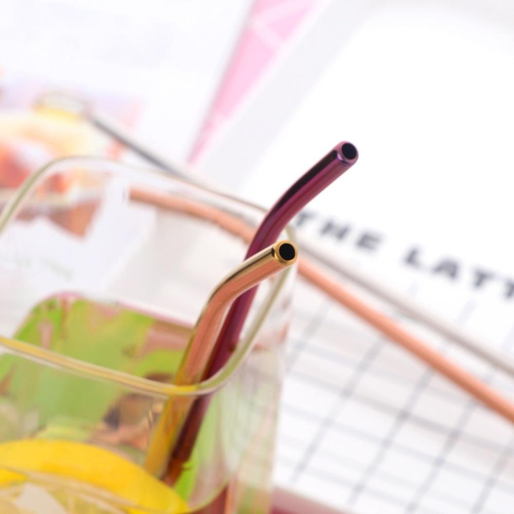 Reusable Bar Tea Party Drinking Straw Bent Filter 2 In 1 Stainless Steel Coffee Spoon