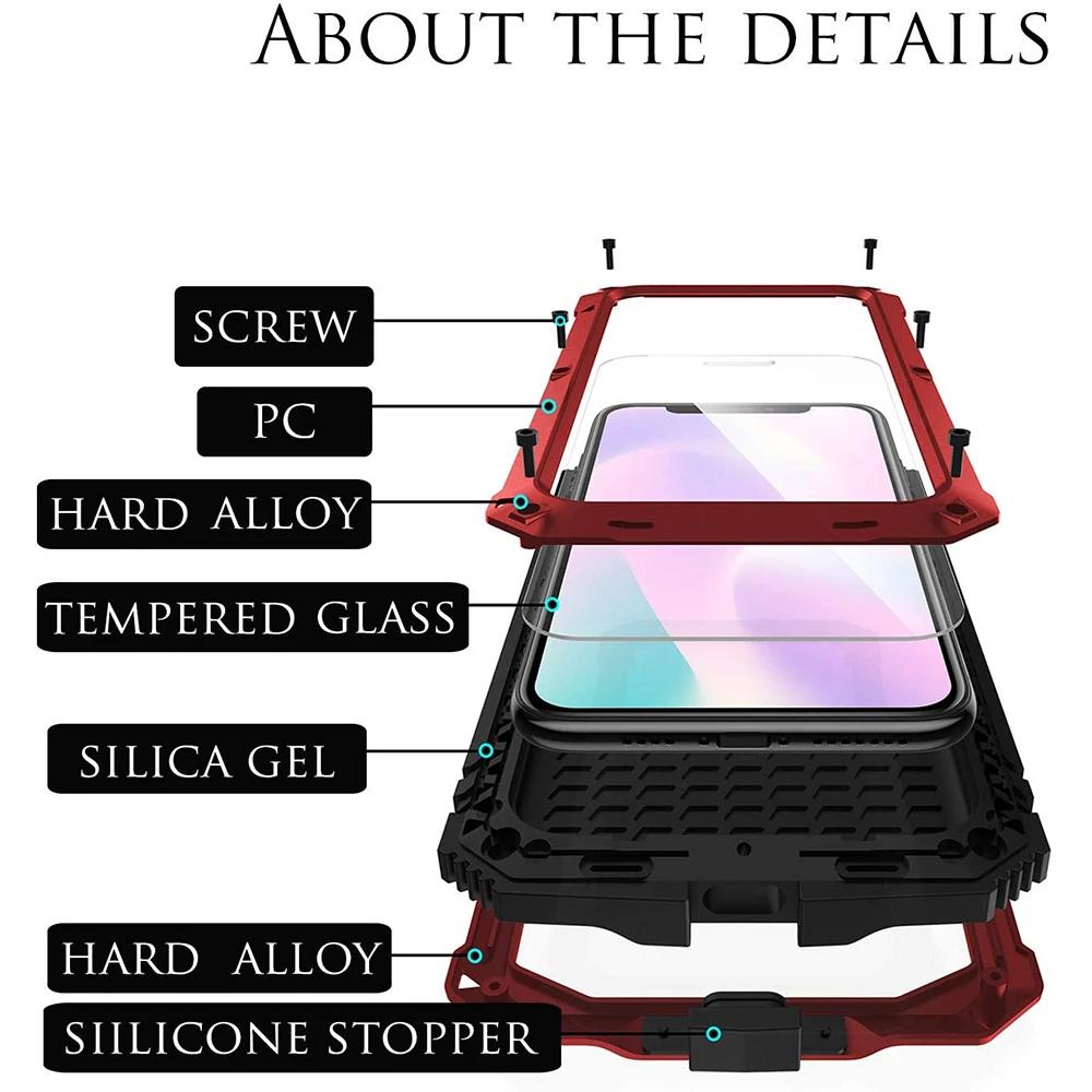 Hybrid Shockproof Protective Case Cover for IPhone 17 16 15 14 11 13 16 12 Mini 360 Full Protect Diamond Glass Metal Silicone