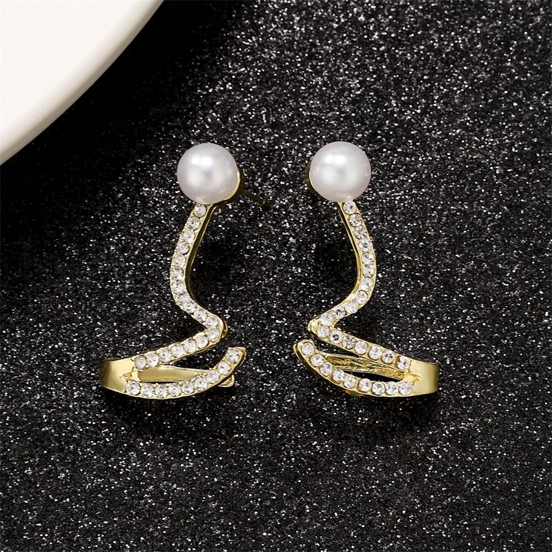 Exaggerated Irregularity Snake-shaped Full Crystal Curved Pendant Earrings for Women Temperament Jewelry Girl Friend Gift