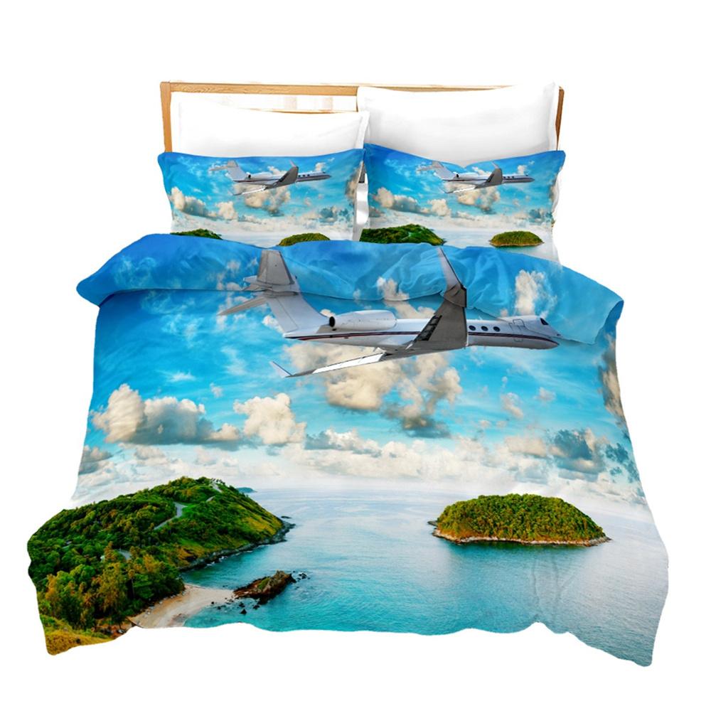 Airplane Duvet Cover Set King Queen Size for Kids Children Teens Aviation Aircraft Sky Bedding Set Polyester Comforter Cover