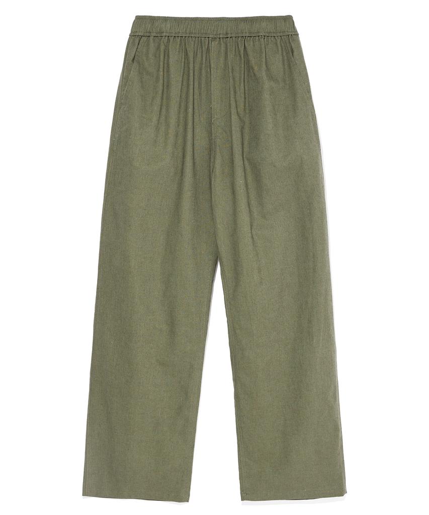 AOTT Linen Elastic Waist Wide Pants White