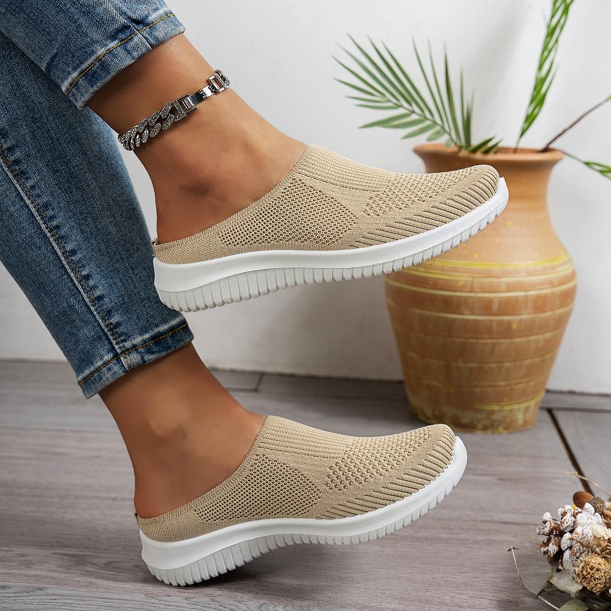 Sunshine s Shoes Dames Schoenen, Nieuwe Zomer Stijl Halve Pantoffels, Moeder-stijl Schoenen met Zachte Zool en Ademend Ontwerp voor Dames Casual Kleding. 37 beige