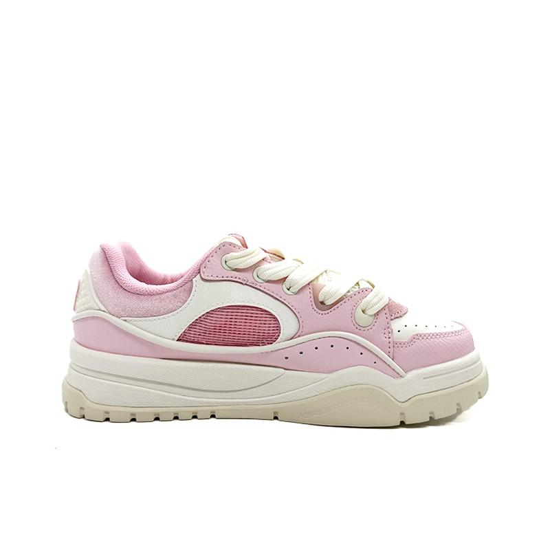 Li Ning 001 BTC 3 Comfortable Versatile Casual Non-Slip Increased Height Low-Top Skate Shoes Women sneaker Pink White AGCV280-1