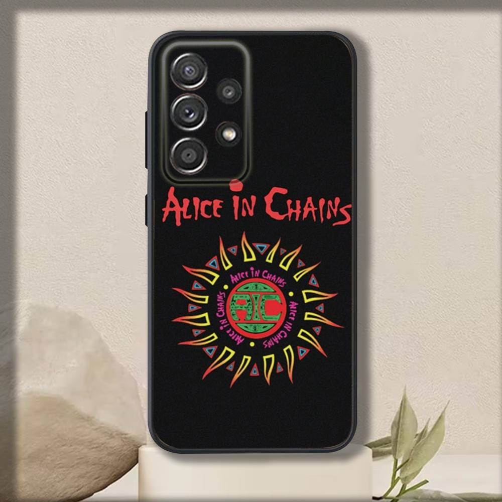 Band A-Alice In C-Chains Phone Case For Samsung S 25,24,23,22,30,21,10,9,Ultra,Plus,Lite,FE,4,5 G Soft Black Case