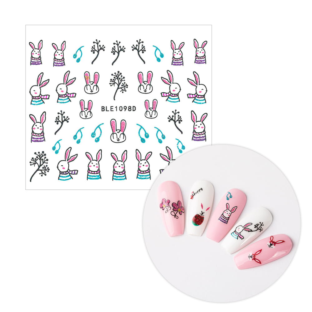 3D Self-Adhesive Glitter Easter Nail Stickers Ble 1098D