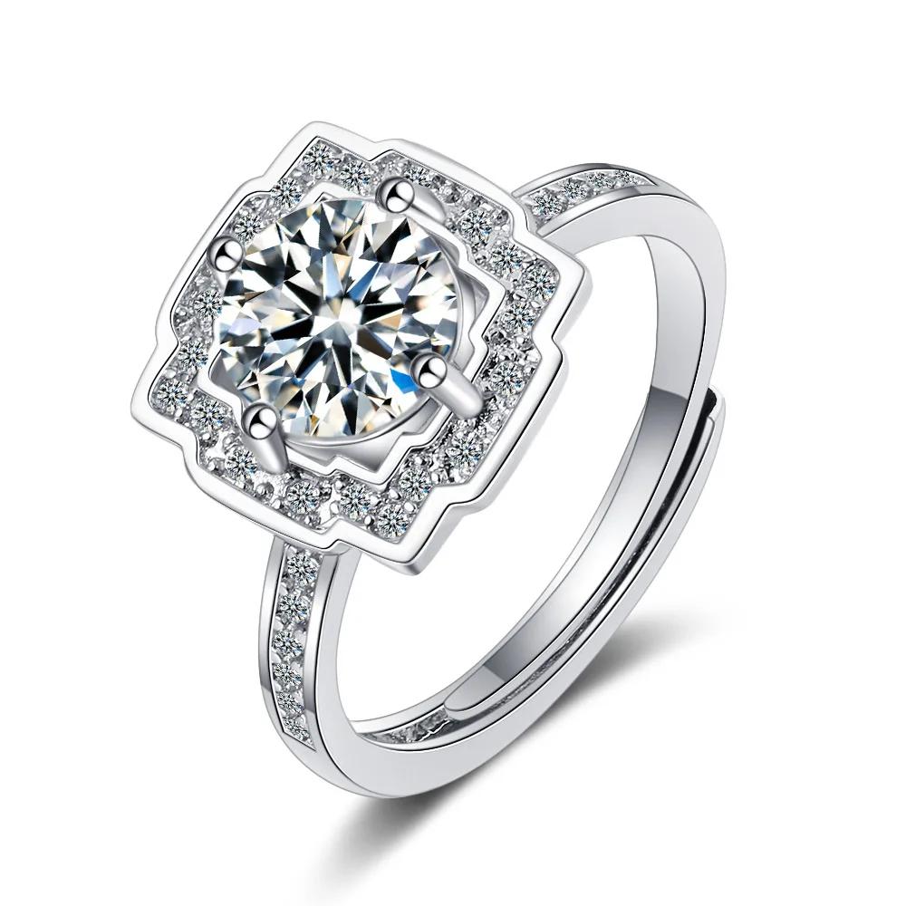 

Luxury Female Square Crystal White Zircon Stud Earrings Simple Sterling Silver Earring for Women Vintage Double Earrings Set