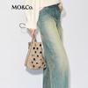 MO&Co. Women's Washed Denim Regular Fit Jeans