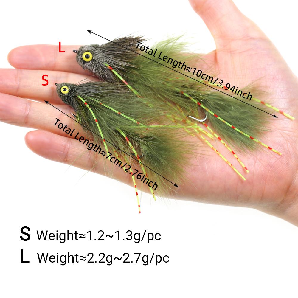 Artikulovaný streamerový muška s jelení srstí Bass Bug & Design s dvojháčkem Fish Spine pro velkou zvěř ve slané vodě, Efektivní rybářská nástraha
