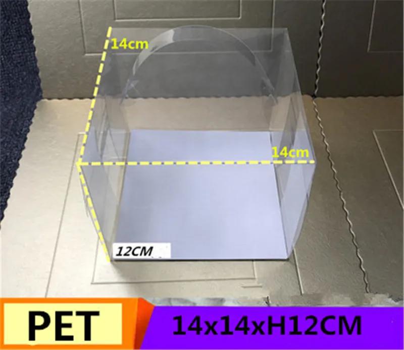 Cheese Mousse square plastic box Cupcake transparent cake case with Handle Wedding Favors Packaging casket baking accessories